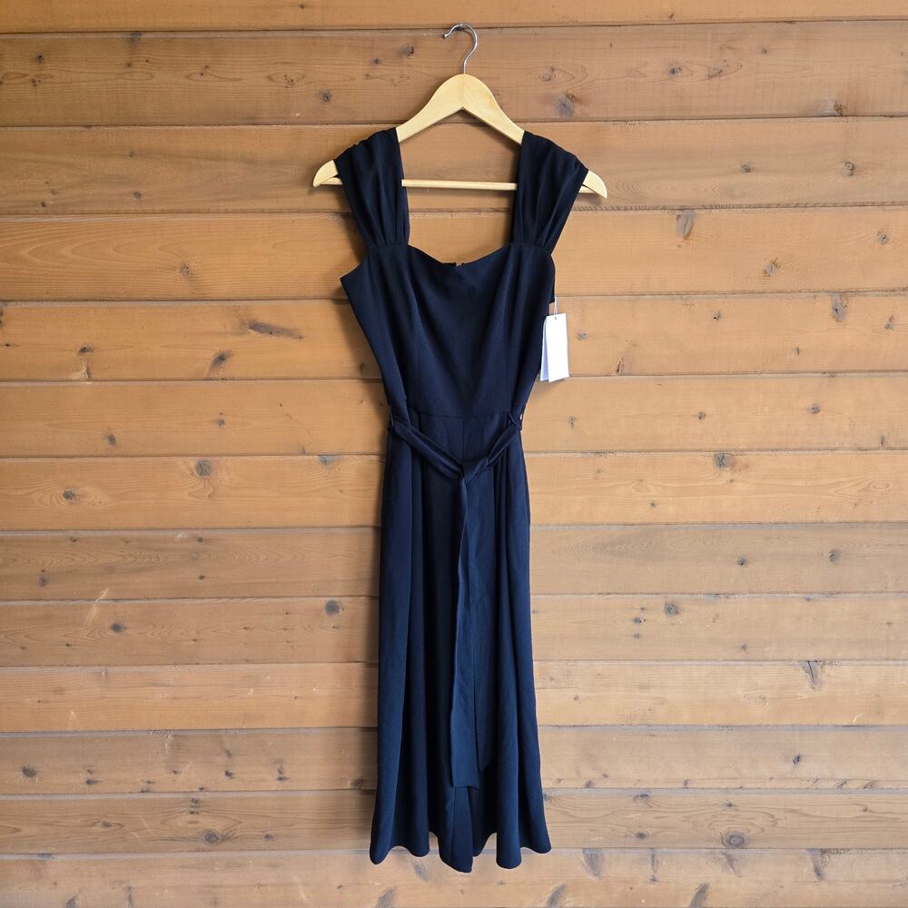Gal Meets Glam Jumpsuit Veronica Wide Leg Cap Sleeve Black NWT 4 Tie Waist Belt - Picture 2 of 6